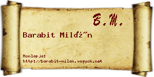Barabit Milán névjegykártya